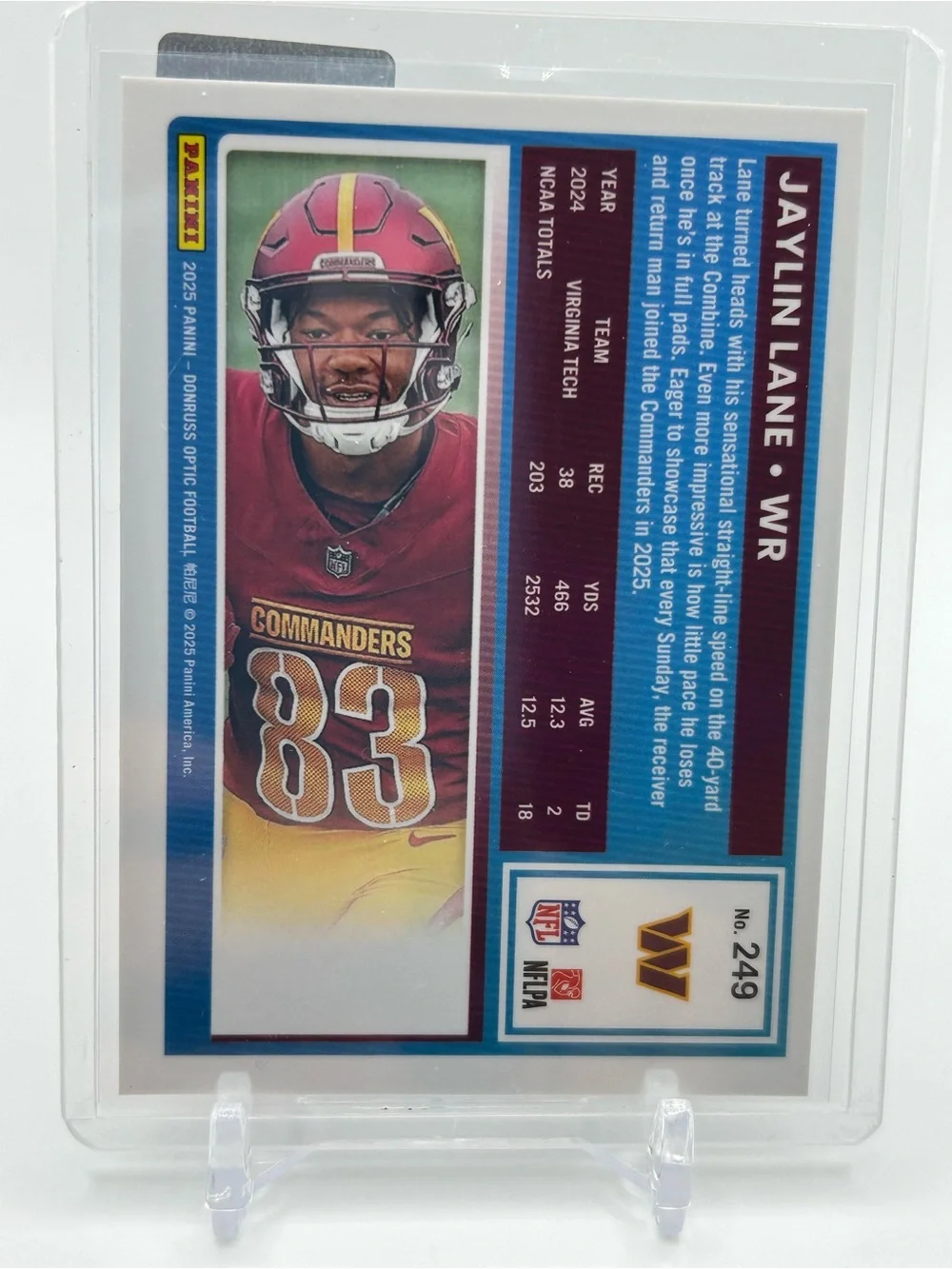 Jaylin Lane Rated Rookie Washington Commanders Football Trading Card 🏈